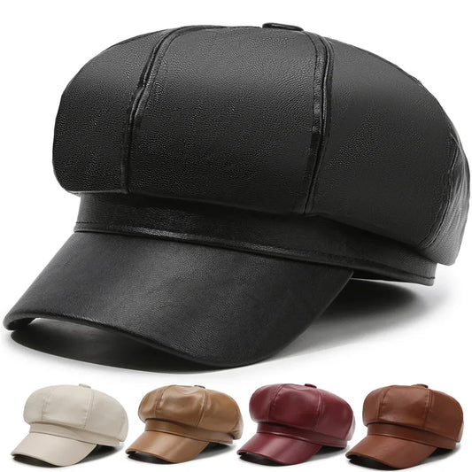 Women’s Leather Beret – Korean Style
